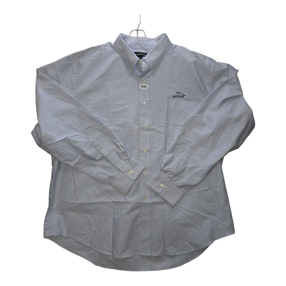 Lands' End Men's Light Blue Dress Shirt XXL 18 18 1/2 Jaguar luxury car logo